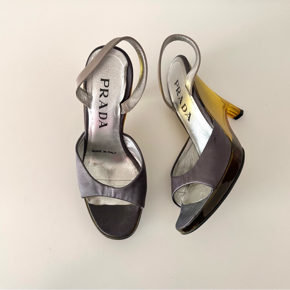 *SOLD* Vintage Prada Lucite Glass Wedge Heels from 1998 (size 37)